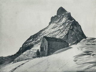 The first Hörnli hut, captured around 1890.